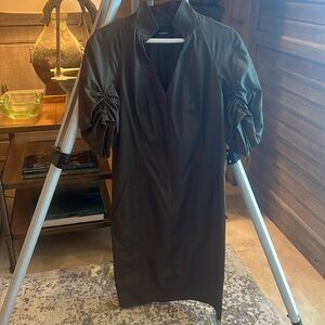 COPY - Olive colored gathered sleeve dress by Akris
